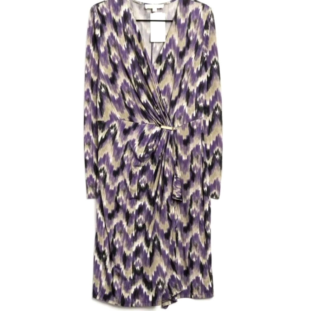 MICHAEL KORS | Long Sleeved Faux Wrap Dress - Picture 2 of 9